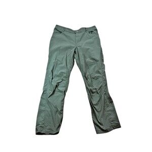LL Bean Hiking Pants Straight Leg Womens Size 12 Green Hiking Travel Performance